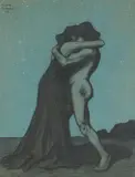 The Kiss by Richard Grimm, 1905, pastel on paper; framed, sold Oct 2026