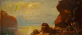 Anton Hlávacek, Evening on Lake Garda, oil on panel; framed