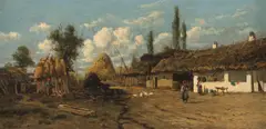 Theodor von Hörmann, Hungarian Farmhouse in Siófok on Lake Balaton, 1875, oil on panel; framed
