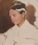Portrait of a Young Woman (study) by Albert Schindler, oil on paper; framed, sold Oct 2026