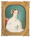 Portrait of a Lady with Roses by Patrizius Kittner, 1853, Watercolor on ivory; framed, sold Oct 2026