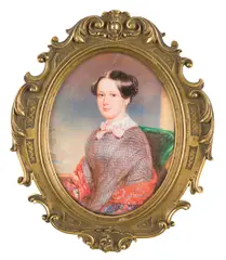 Emanuel Thomas Peter, Portrait of a Young Lady with a Cashmere Shawl, 1850, Watercolor on ivory; framed