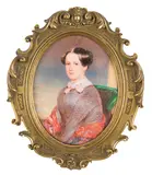 Portrait of a Young Lady with a Cashmere Shawl by Emanuel Thomas Peter, 1850, Watercolor on ivory; framed, sold Oct 2026