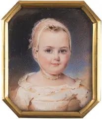 Carl von Saar attributed, Portrait of a Child, Watercolor on ivory; framed