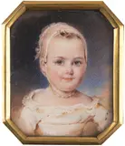 Portrait of a Child by Carl von Saar attributed, Watercolor on ivory; framed, sold Oct 2026