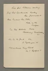 Hugo von Hofmannsthal, Autograph document "Liste für Liliencron, without date