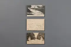 Adolf Loos to Lina Loos, Mixed lot of 3 pieces, autograph postcards mostly signed, 12°