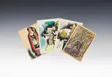 Vier Postkarten by Franz von Zülow, colour lithographs on cardboard; signed and partly inscribed with messages from Franz Zülow to Trude Schleiss; unframed, sold Oct 2026