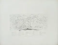 Gustav Reinhold, Panorama nach der Natur gezeichnet von Gustav Reinhold auf der Hohen Salve nördlich vom Brixenthale in Tyrol und radiert von Franz Barbarini. Mit genauer Benennung der Gebirge und Ortschaften nebst Angabe der wichtigeren Höhen über die Meeresfläche in Wiener Fuß (7 items), etching; unframed