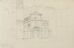 Joseph Selleny, Mixed lot of 3 pieces, church of Santa Maria della Piazza in Ancona; Tusculum; Lake Albano, 1853, pencil, wash on paper; unframed