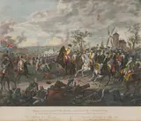 Heinrich Ambros Eckert, Mixed lot of 19 pieces, soldiers and uniforms; Schlacht bey Tournay am 22. May 1794, Lithograph, coloured; unframed, partly in passe-partout