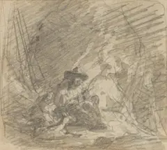 Friedrich Gauermann, Mixed lot of 21 pieces, figure studies, shepherd with goat, and depictions of animals, Pencil on paper, framed; pencil and watercolour on paper, framed; etching, framed