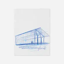 Tadao Ando, Architectural sketch (The Modern Art Museum of Fort Worth), crayon and marker on paper
