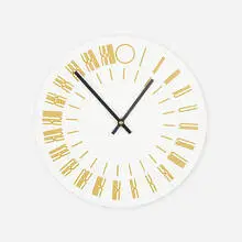 24-hour wall clock by Tauba Auerbach, 2013, screenprinted composite, enameled aluminum, brass, sold Aug 2023