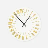 24-hour wall clock by Tauba Auerbach, 2013, screenprinted composite, enameled aluminum, brass, sold Aug 2023