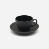 Black Basalt cup and saucer by Wedgwood, c. 1908, glazed porcelain, sold Aug 2023