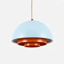 Milieu hanging lamp by Jo Hammerborg, c. 1975, enameled steel, sold Aug 2023