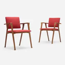 Luisa chairs, pair by Franco Albini, 1950, mahogany, upholstery, enameled steel, sold Aug 2023