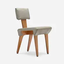 Chair by Nathan Lerner, 1947, birch plywood, vinyl, sold Aug 2023