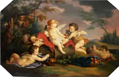 Autumn by François Boucher, oil on panel, shaped, sold Apr 2015