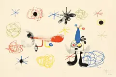 Red Bird II by Joan Miró, 1951, Farblithographie auf Rives-Velin, sold Nov 2011