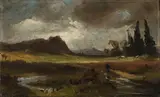 Landschaftsstudie by Friedrich Preller d. Ä., Öl auf Holz, sold May 2013