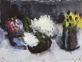 Klaus Fußmann, Astern, Dahlien und Rudbeckia, 1989, Aquarell auf Bütten