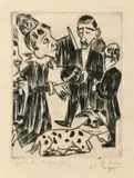 Gedenkgottesdienst für den guten König Laudamus by Max Beckmann, 1923, Kaltnadel auf Velin, sold May 2013