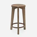 Stool from Punjab University, Chandigarh by Pierre Jeanneret, c. 1965, teak, enameled steel, sold Aug 2023