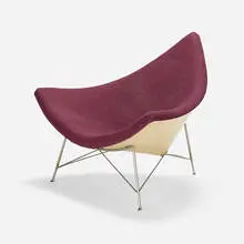 Coconut chair by George Nelson, 1956, upholstery, chrome-plated steel, fiberglass, aluminum, sold Aug 2023