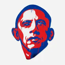 Untitled by Shepard Fairey, acrylic on board, sold Aug 2023