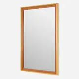 Wall mirror from the Station Wagon series by Paul Theodore Frankl, c. 1945, maple, mirrored glass, leather, sold Aug 2023