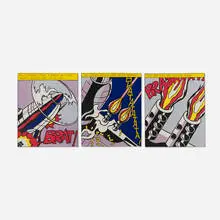 As I Opened Fire posters (triptych) by Roy Lichtenstein, offset lithograph in colors, sold Aug 2023