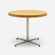 Dining table for MIT by Frank Gehry, c. 2004, pine plywood, cast aluminum, chrome-plated steel, sold Aug 2023
