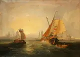 The Blyde Uitkomst leaving harbour by Dutch School, oil on canvas, sold Feb 2015