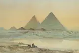 John Varley Jnr., Pyramids of Giza, watercolour