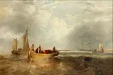 Fishing vessels by Richard Parkes Bonington, oil on canvas,, sold Feb 2015