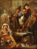 Market scenes, a pair by Dutch School 19th century, oil on copper, sold Feb 2015