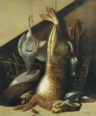 Still life with hare and pheasant by William Buelow Gould, oil on canvas, offered Feb 2015