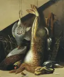 Still life with hare and pheasant by William Buelow Gould, oil on canvas, offered Feb 2015