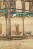 Spyridon Scarvelli, Inside the mosque; Praying in the mosque, a pair, watercolour