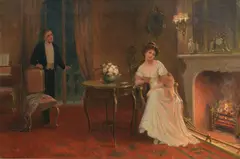 By the fireside by Sydney Percy Kendrick, oil on canvas, offered Feb 2015
