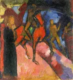 Figuren mit Reiter by Heinrich Dieckmann, Um 1920, Öl auf Hartfaserplatte, sold Jun 2012