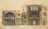 Rekonstruktionszeichnung der Caracalla-Thermen in Rom by Gustav Halmhuber, 1883, Aquarell und Feder in Schwarz auf festem Papier, sold Nov 2024