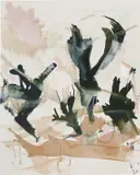 Grand parade of husslers by Alicia Viebrock, 2017, Acryl und Tinte auf Leinwand, sold Mar 2024