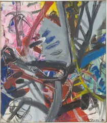 Ohne Titel by Helmut Sturm, 1980, Mischtechnik auf Rupfen, sold Jan 2026