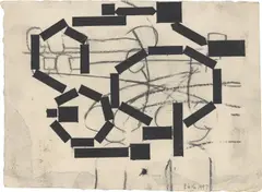 Ohne Titel by Barry Le Va, 1997, Tusche, Kohle und Bleistift auf Velin, sold Apr 2025