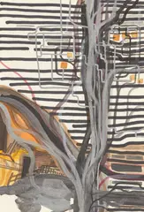 Franz Ackermann, #44 going uptown, 1998, Gouache, Filzstift und Bleistift auf festem Papier