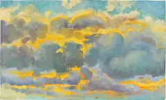 Wolkenstudie by Osmar Schindler, Öl auf Pappe, sold Jun 2022