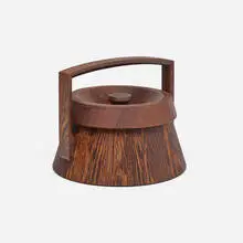 Lidded ice bucket by Jens Quistgaard, c. 1965, wenge, sold Aug 2023